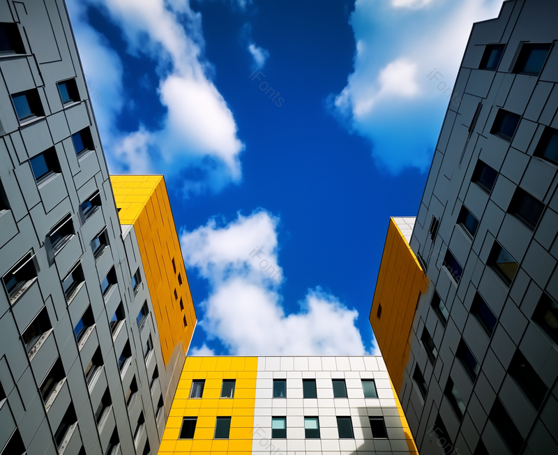 黄色现代工业建筑蓝天背景,高清,摄影图,摄影图片,图片大全,摄影图免费下载
